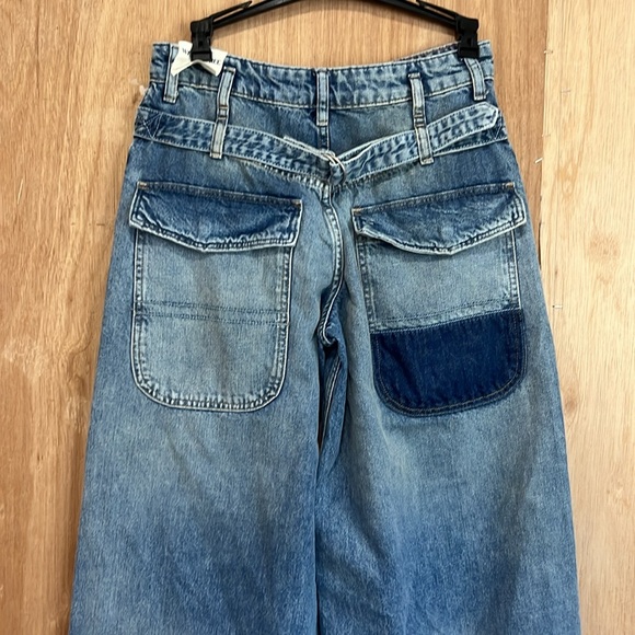 FREE PEOPLE WE THE FREE Waterfalls Baggy Wide Leg Jeans, 25 S - Picture 6 of 15